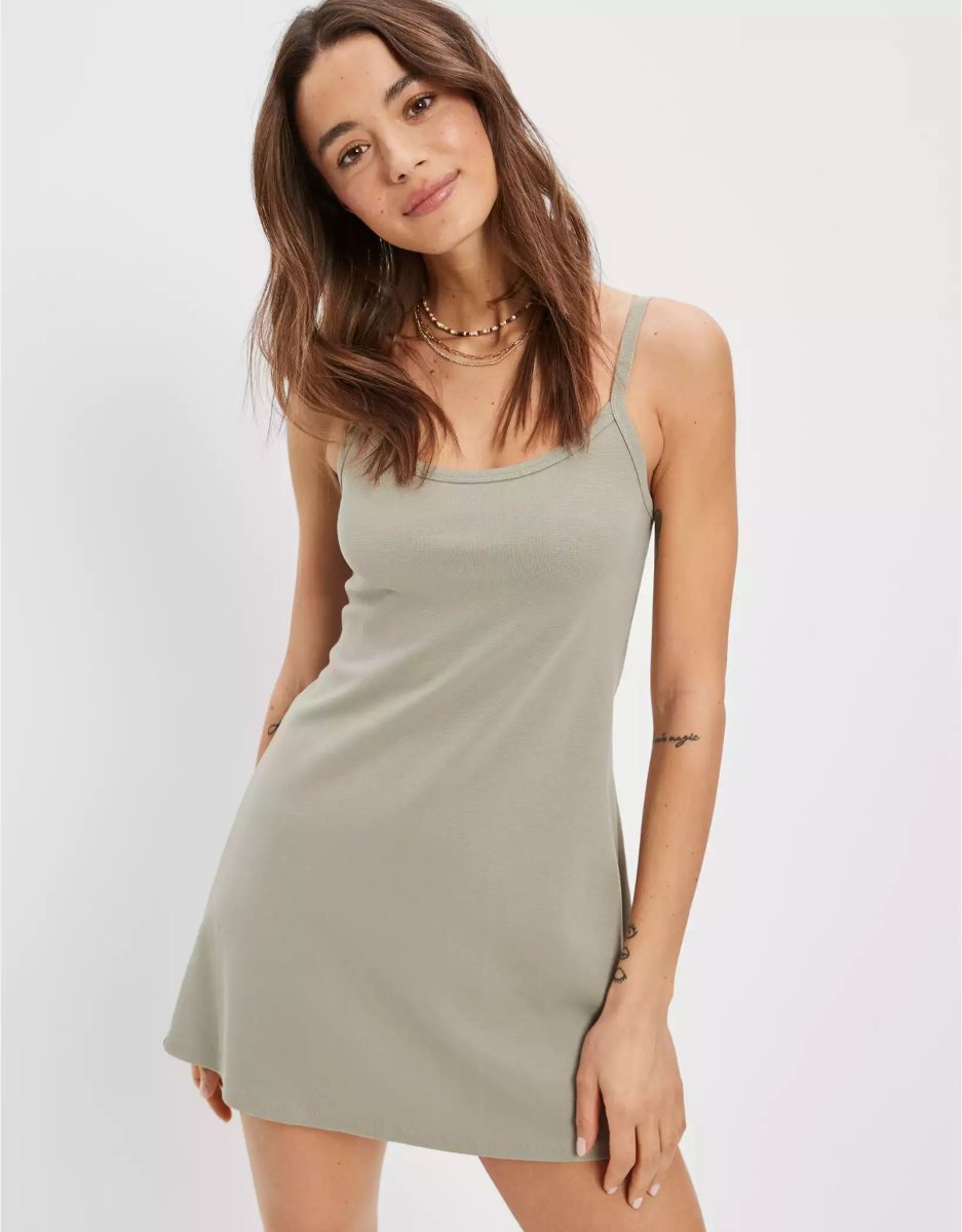 Mini Robe American Eagle AE Knit Cami Vert Olive Femme | XQQ-55177149